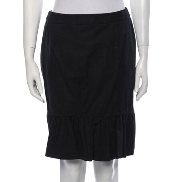 PRADA Vintage Knee-Length Black Ruffle Luxury Designer Skirt Size 4 / Small - Picture 2 of 8